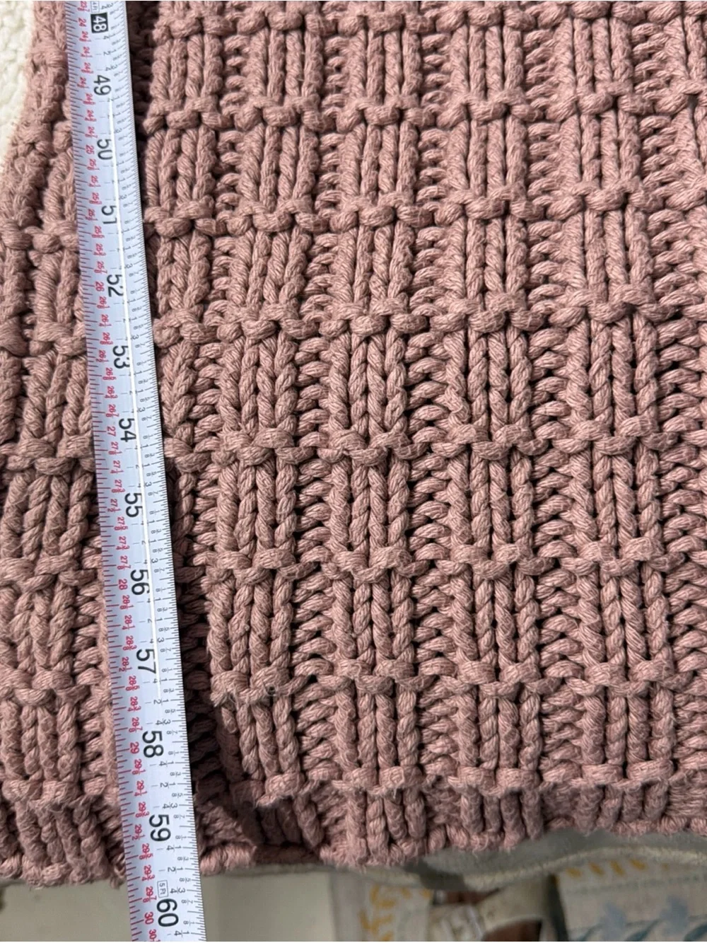 Fieldcrest luxury 100% Cotton handmade 50”x60” Mauve Knit Throw Blanket